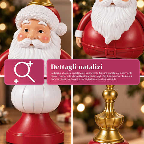 Kerstbeeldje van 35 cm van kunsthars, kerstdecoratie met de kerstman, notenkraker en teddybeer, rood of wit, voor binnen en buiten