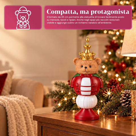 Kerstbeeldje van 35 cm van kunsthars, kerstdecoratie met de kerstman, notenkraker en teddybeer, rood of wit, voor binnen en buiten