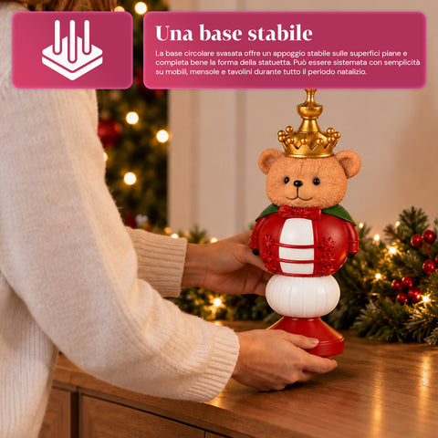 Kerstbeeldje van 35 cm van kunsthars, kerstdecoratie met de kerstman, notenkraker en teddybeer, rood of wit, voor binnen en buiten