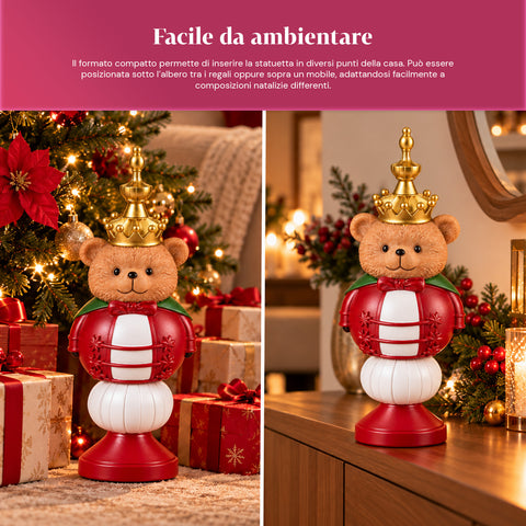 Kerstbeeldje van 35 cm van kunsthars, kerstdecoratie met de kerstman, notenkraker en teddybeer, rood of wit, voor binnen en buiten