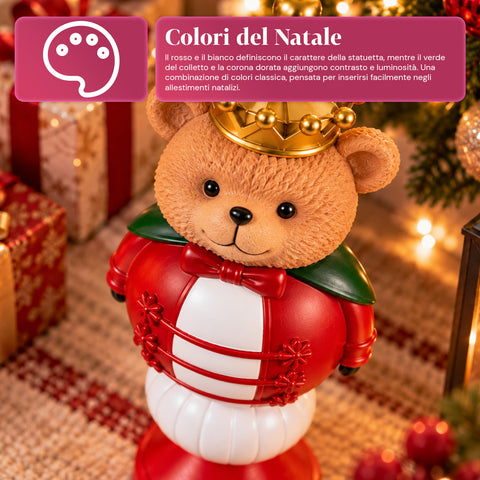 Kerstbeeldje van 35 cm van kunsthars, kerstdecoratie met de kerstman, notenkraker en teddybeer, rood of wit, voor binnen en buiten