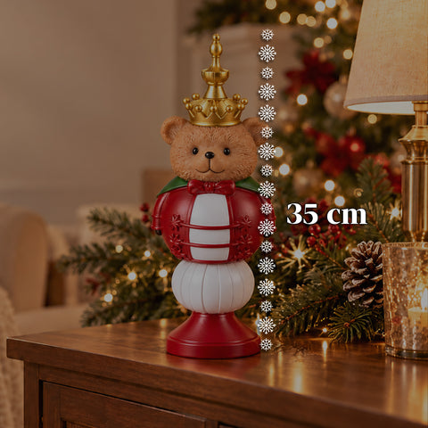 Kerstbeeldje van 35 cm van kunsthars, kerstdecoratie met de kerstman, notenkraker en teddybeer, rood of wit, voor binnen en buiten