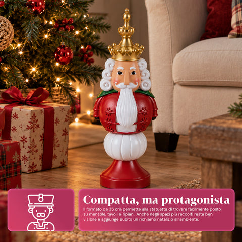 Kerstbeeldje van 35 cm van kunsthars, kerstdecoratie met de kerstman, notenkraker en teddybeer, rood of wit, voor binnen en buiten
