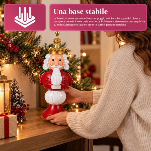 Kerstbeeldje van 35 cm van kunsthars, kerstdecoratie met de kerstman, notenkraker en teddybeer, rood of wit, voor binnen en buiten