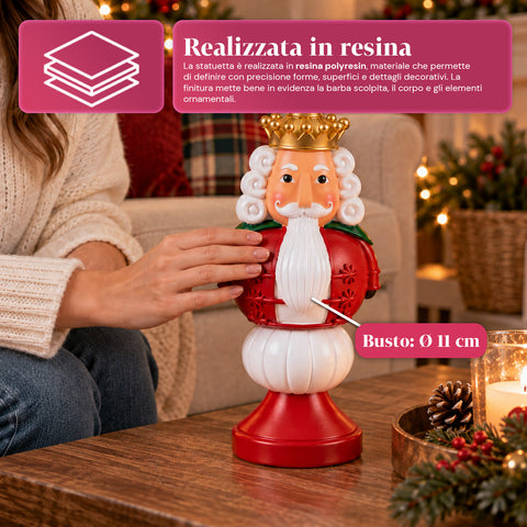 Kerstbeeldje van 35 cm van kunsthars, kerstdecoratie met de kerstman, notenkraker en teddybeer, rood of wit, voor binnen en buiten