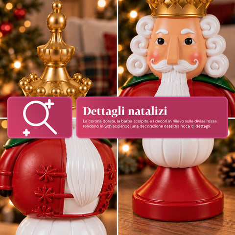 Kerstbeeldje van 35 cm van kunsthars, kerstdecoratie met de kerstman, notenkraker en teddybeer, rood of wit, voor binnen en buiten