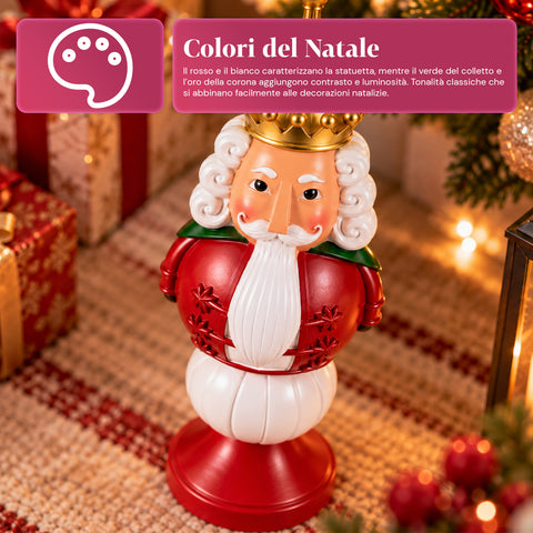 Kerstbeeldje van 35 cm van kunsthars, kerstdecoratie met de kerstman, notenkraker en teddybeer, rood of wit, voor binnen en buiten