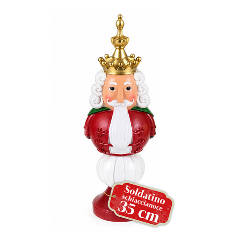 Kerstbeeldje van 35 cm van kunsthars, kerstdecoratie met de kerstman, notenkraker en teddybeer, rood of wit, voor binnen en buiten