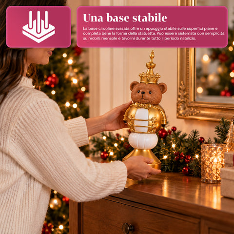 Kerstbeeldje van 35 cm van kunsthars, kerstdecoratie met de kerstman, notenkraker en teddybeer, rood of wit, voor binnen en buiten