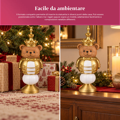 Kerstbeeldje van 35 cm van kunsthars, kerstdecoratie met de kerstman, notenkraker en teddybeer, rood of wit, voor binnen en buiten
