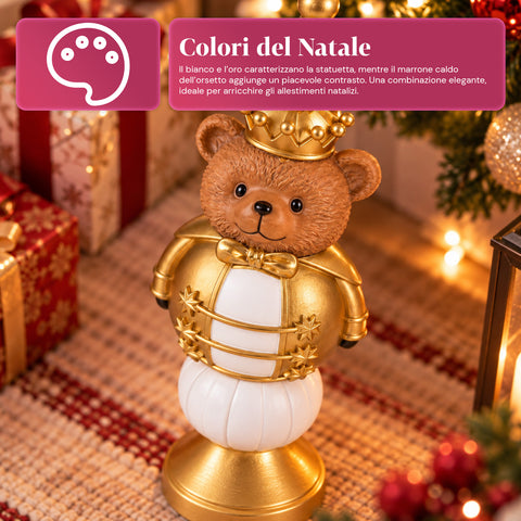 Kerstbeeldje van 35 cm van kunsthars, kerstdecoratie met de kerstman, notenkraker en teddybeer, rood of wit, voor binnen en buiten
