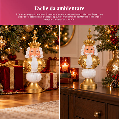 Kerstbeeldje van 35 cm van kunsthars, kerstdecoratie met de kerstman, notenkraker en teddybeer, rood of wit, voor binnen en buiten