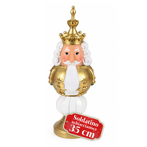 Kerstbeeldje van 35 cm van kunsthars, kerstdecoratie met de kerstman, notenkraker en teddybeer, rood of wit, voor binnen en buiten