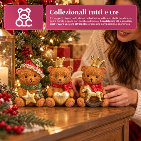 Decoratieve kerstbeer van kunsthars 16x15x21 cm, kerstbeer als ornament, beeldje, kerstversiering voor in huis, diverse uitvoeringen