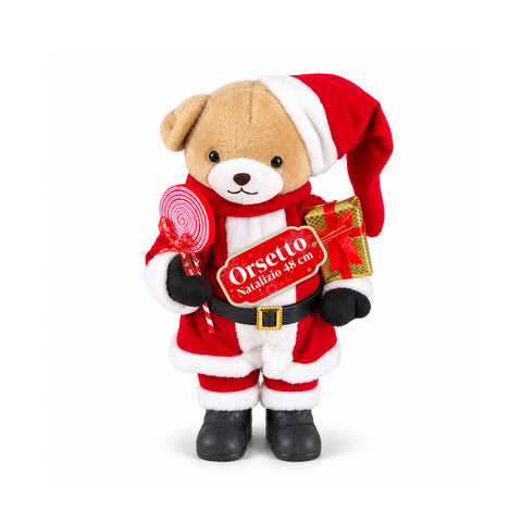 Kerstbeer van pluche met rode en witte outfit, drie maten voor binnenhuisdecoratie