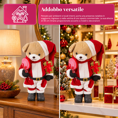 Kerstbeer van pluche met rode en witte outfit, drie maten voor binnenhuisdecoratie