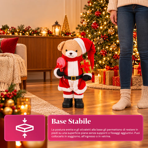 Kerstbeer van pluche met rode en witte outfit, drie maten voor binnenhuisdecoratie