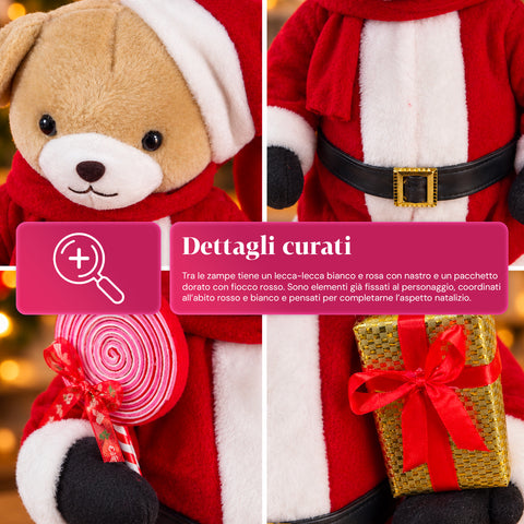 Kerstbeer van pluche met rode en witte outfit, drie maten voor binnenhuisdecoratie