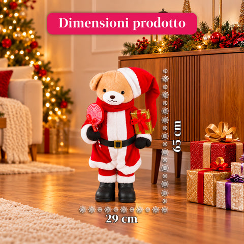Kerstbeer van pluche met rode en witte outfit, drie maten voor binnenhuisdecoratie