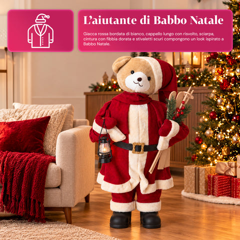 Kerstbeer van pluche met rode en witte outfit, drie maten voor binnenhuisdecoratie