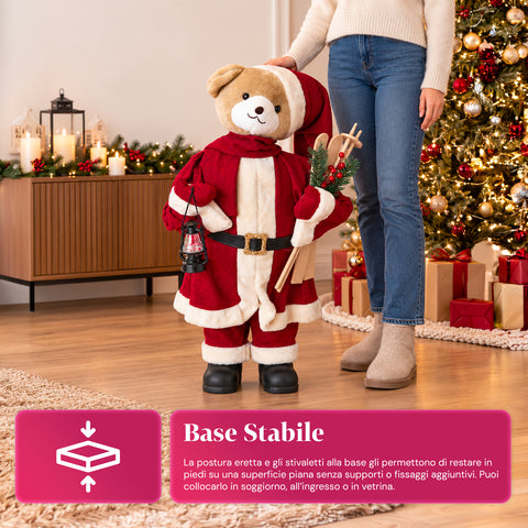 Kerstbeer van pluche met rode en witte outfit, drie maten voor binnenhuisdecoratie