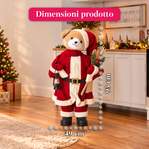 Kerstbeer van pluche met rode en witte outfit, drie maten voor binnenhuisdecoratie