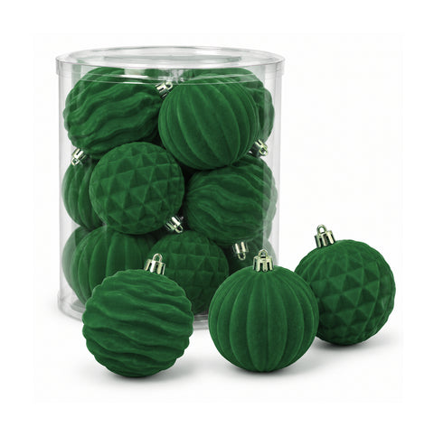 Set di 12 palline di Natale in velluto da 8 cm, tre diverse texture per confezione, 3 colori disponibili, sfere opache per l'albero e le decorazioni