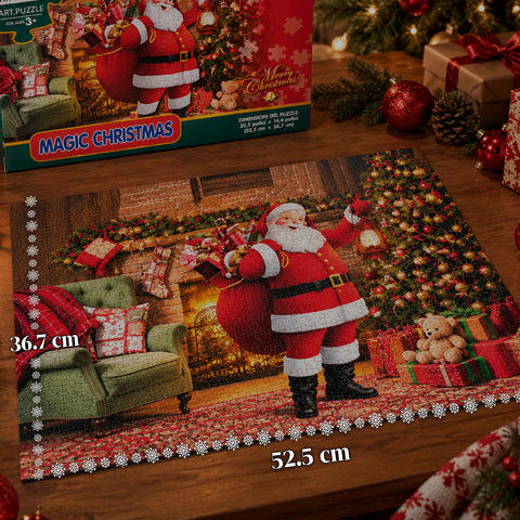Puzzle de Noël de 300 pièces, 2 modèles assortis expédiés aléatoirement, scène de Noël avec décorations festives, en papier, dimensions 52,5x36,7 cm