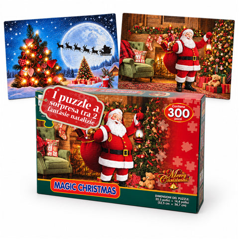 Puzzle de Noël de 300 pièces, 2 modèles assortis expédiés aléatoirement, scène de Noël avec décorations festives, en papier, dimensions 52,5x36,7 cm
