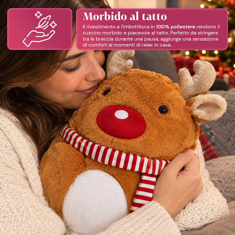 Coussin de Noël avec plaid 60x90 cm et chauffe-mains 3 en 1, 3 personnages disponibles