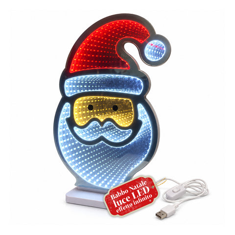 Père Noël à LED à effet infini H29 cm avec câble USB