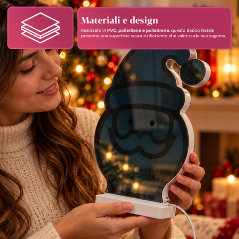 Père Noël à LED à effet infini H29 cm avec câble USB