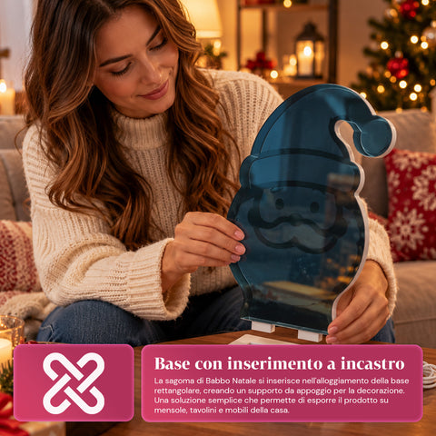 Père Noël à LED à effet infini H29 cm avec câble USB