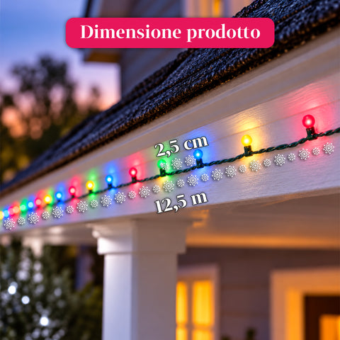 Guirlande lumineuse 500 LED Cherry de 12,5 m, 8 jeux de lumière, IP44