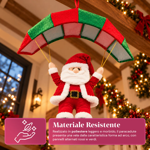 Parachute de Noël à suspendre 80 cm avec personnage de Noël, 4 personnages