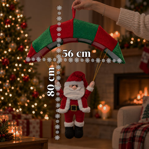 Parachute de Noël à suspendre 80 cm avec personnage de Noël, 4 personnages