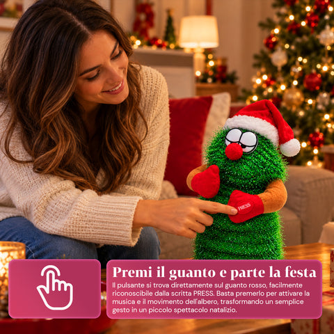 Sapin de Noël dansant de 32 cm avec musique et chapeau de Noël