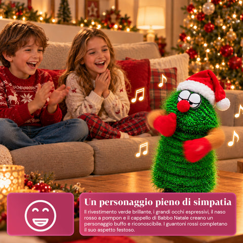 Sapin de Noël dansant de 32 cm avec musique et chapeau de Noël