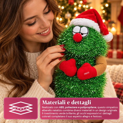 Sapin de Noël dansant de 32 cm avec musique et chapeau de Noël
