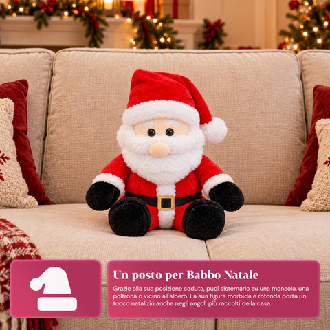 Père Noël assis 40 cm en tissu doux, décoration de Noël