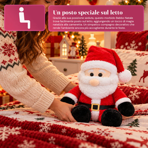 Père Noël assis 40 cm en tissu doux, décoration de Noël