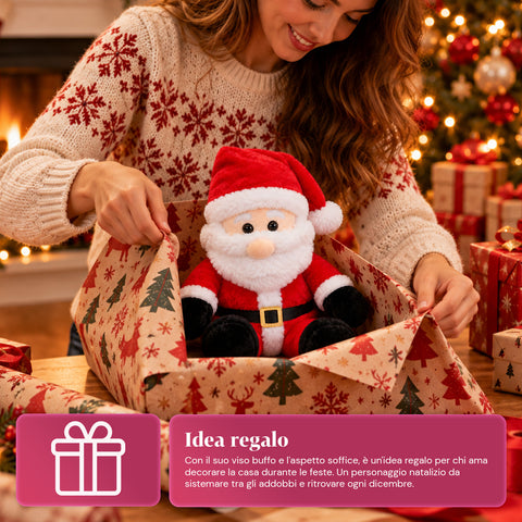 Père Noël assis 40 cm en tissu doux, décoration de Noël