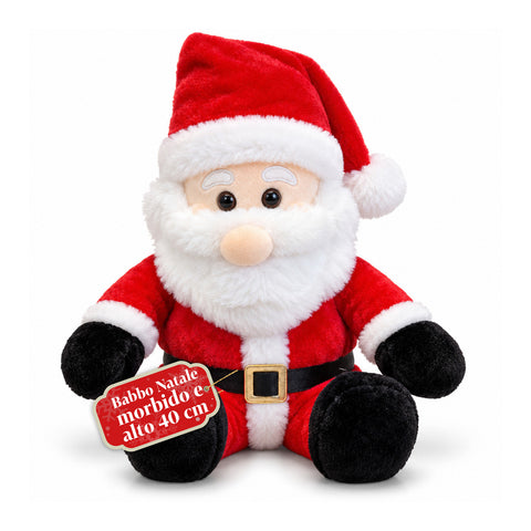 Père Noël assis 40 cm en tissu doux, décoration de Noël