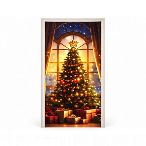 Housse de porte de Noël décorée, tissu pour porte 90x220 cm, 8 motifs, décoration de Noël avec impression numérique