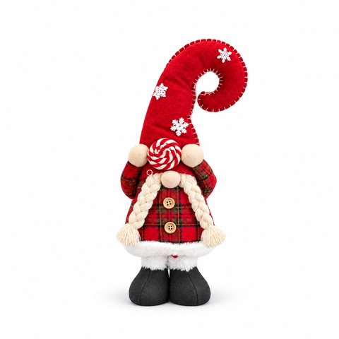 Uitschuifbare kerstkabouter 60-80 cm, decoratie van tartanstof