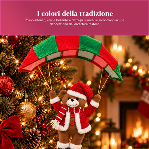 Parachute de Noël à suspendre 80 cm avec personnage de Noël, 4 personnages