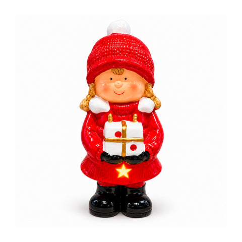 Statuette de Noël lumineuse en céramique de 26 cm avec LED, 10 modèles