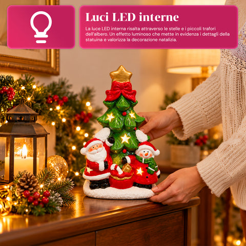 Statuette de Noël lumineuse en céramique de 26 cm avec LED, 10 modèles