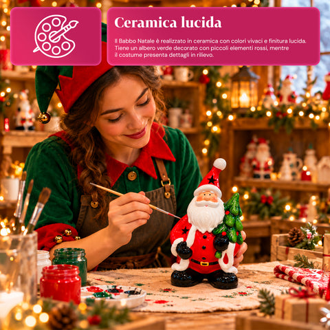Statuette de Noël lumineuse en céramique de 26 cm avec LED, 10 modèles