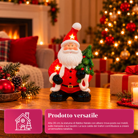 Statuette de Noël lumineuse en céramique de 26 cm avec LED, 10 modèles